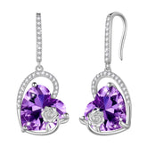 Sterling Silver Women Earrings Heart Birthstone Hook Dangle Earring Rose Jewelry Girls Birthday Valentine Christmas Gifts Atex0013